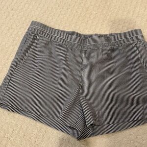J. Crew Navy and White Striped High Waist Shorts